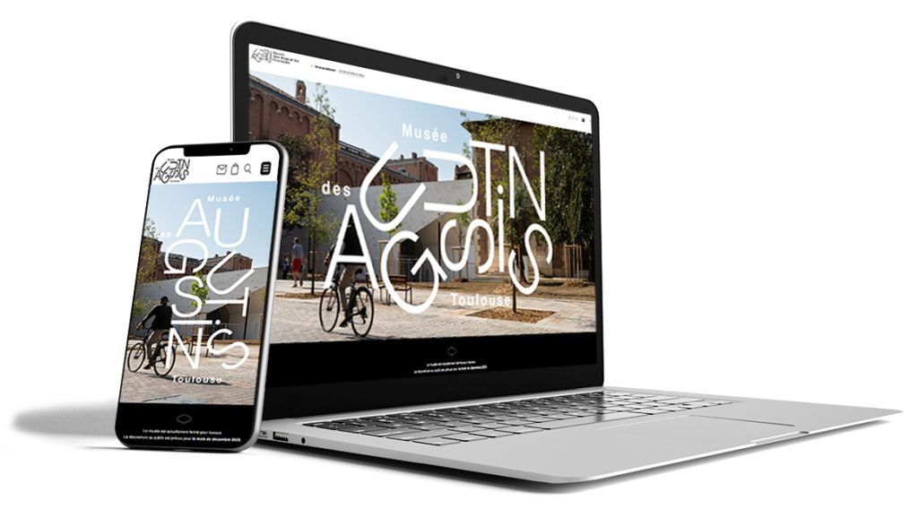 Page d'accueil du site du musée des Augustin sur un écran d'ordinateur et de téléphone portable