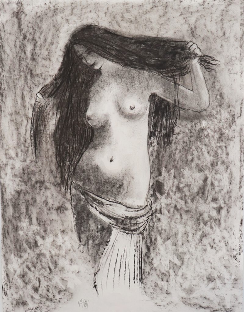 Dessin d'un élève de l'ISDAT selon le tableau de Henri Martin "Beauté"