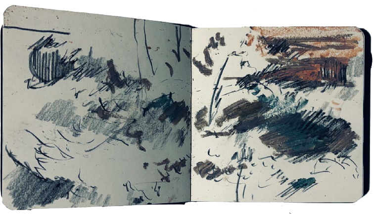 Vue d'un carnet de croquis de Stéphanie Mansy